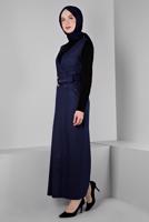Hijab clothing NAVY BLUE ALVINA BELTED PINAFORE DRESS T 43454