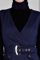 Hijab clothing NAVY BLUE ALVINA BELTED PINAFORE DRESS T 43454