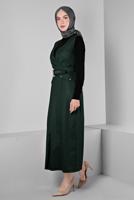 Hijab clothing GREEN ALVINA BELTED PINAFORE DRESS T 43454