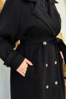 Tesettür giyim SİYAH KUŞAKLI MANTO T 1677