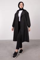 Vêtements hijab NOIR TRENCH-COAT CEINTURE AVEC POIGNETS ELASTIQUE T 9285