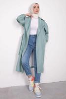 Vêtements hijab BLEU TRENCH-COAT CEINTURE AVEC POIGNETS ELASTIQUE T 9285