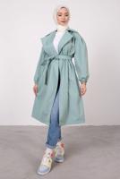 Vêtements hijab BLEU TRENCH-COAT CEINTURE AVEC POIGNETS ELASTIQUE T 9285