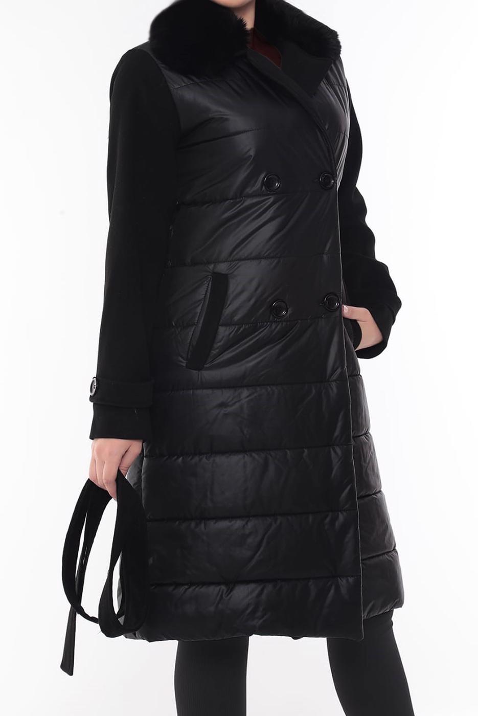 Hijab clothing BLACK BELTED PUFFER COAT 0141 
