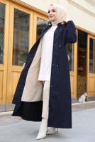 Tesettür giyim LACİVERT KOLU DÜĞME DETAYLI KABAN T 0377