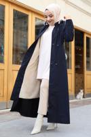 Tesettür giyim LACİVERT KOLU DÜĞME DETAYLI KABAN T 0377