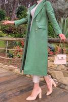 Tesettür giyim YEŞİL KRUVAZE YAKA DÜĞMELİ KABAN 0677 