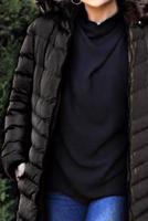 Tesettür giyim SİYAH KAPÜŞONU KÜRKLÜ ŞİŞME KABAN 1539	