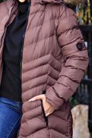 Tesettür giyim VİZON KAPÜŞONU KÜRKLÜ ŞİŞME KABAN 1539	