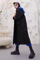 Tesettür giyim SİYAH CEPLİ DÜĞMELİ KABAN 2316