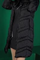 Tesettür giyim SİYAH KAPÜŞONLU FERMUARLI ŞİŞME KABAN 3030