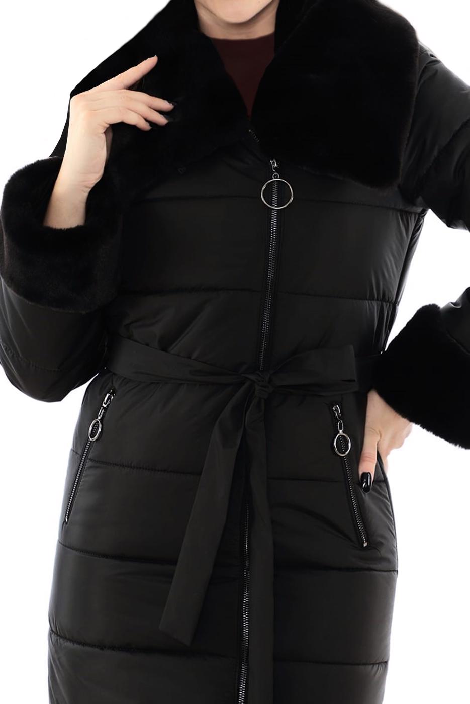 Tesettür giyim SİYAH KÜRK DETAYLI FERMUARLI ŞİŞME KABAN 3141 