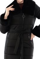 Tesettür giyim SİYAH KÜRK DETAYLI FERMUARLI ŞİŞME KABAN 3141 