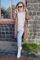 Vêtements hijab VISON MANTEAU À CAPUCHE TAILLE SMOCKÉE 5021-1