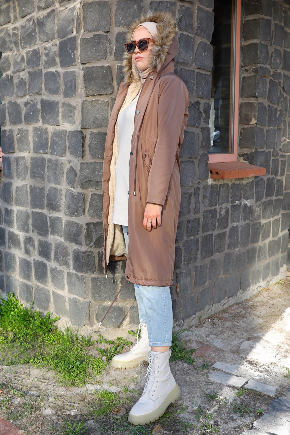 Vêtements hijab VISON MANTEAU À CAPUCHE TAILLE SMOCKÉE 5021-1