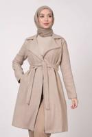 Tesettür giyim VİZON BALIKSIRTI DESENLİ KABAN 5285 