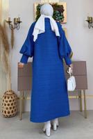 Tesettür giyim LACİVERT DÜĞMELİ KUŞAKLI KABAN 7277 