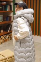 Hijab clothing ECRU FURRY HOODED PUFFER VEST 7429