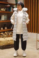 Hijab clothing ECRU FURRY HOODED PUFFER VEST 7429
