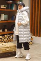 Hijab clothing ECRU FURRY HOODED PUFFER VEST 7429