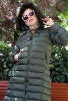 Tesettür giyim HAKİ KAPÜŞONU KÜRKLÜ CEPLİ ŞİŞME KABAN 9002  