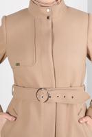 Tesettür giyim KAHVE ALVİNA KEMERLİ KABAN T 90301