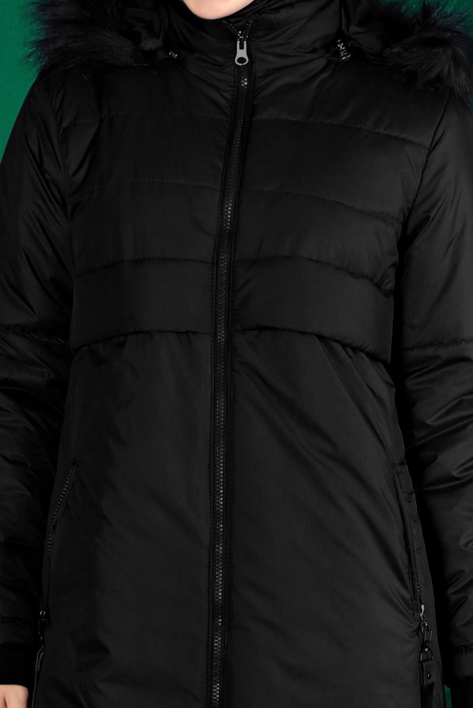 Tesettür giyim SİYAH ALVİNA KAPÜŞONLU KABAN T 90318