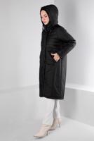 Tesettür giyim SİYAH ALVİNA KAPÜŞONLU KABAN T 90319