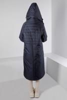 Tesettür giyim LACİVERT ALVİNA KAPÜŞONLU KABAN T 90319