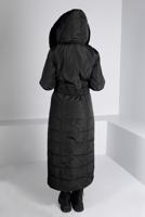 Tesettür giyim SİYAH ALVİNA KAPÜŞONLU KABAN T 90322
