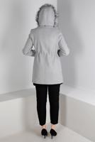 Tesettür giyim GÜMÜŞ ALVİNA KAPÜŞONLU KABAN T 90353