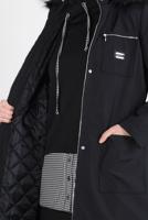 Tesettür giyim SİYAH ALVİNA KAPÜŞONLU KEMERLİ PARKA T 90370