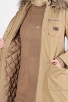 Tesettür giyim KAHVE ALVİNA KAPÜŞONLU KEMERLİ PARKA T 90370