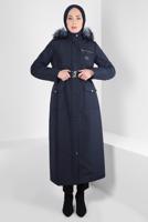 Tesettür giyim LACİVERT ALVİNA KAPÜŞONLU PARKA T 90370