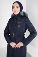 Tesettür giyim LACİVERT ALVİNA KAPÜŞONLU PARKA T 90370