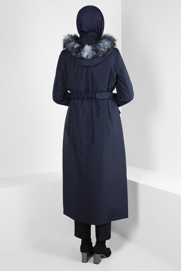 Tesettür giyim LACİVERT T 90370 ALVİNA DEWSPO BONDING PARKA 38/48 TEK40 - TRENDTESETTÜR