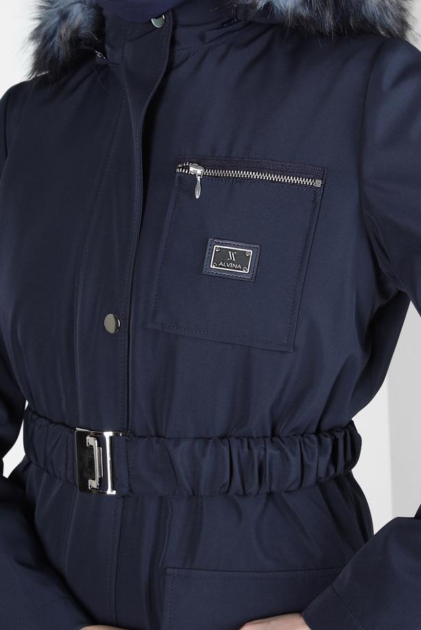 Tesettür giyim LACİVERT T 90370 ALVİNA DEWSPO BONDING PARKA 38/48 TEK40 - TRENDTESETTÜR