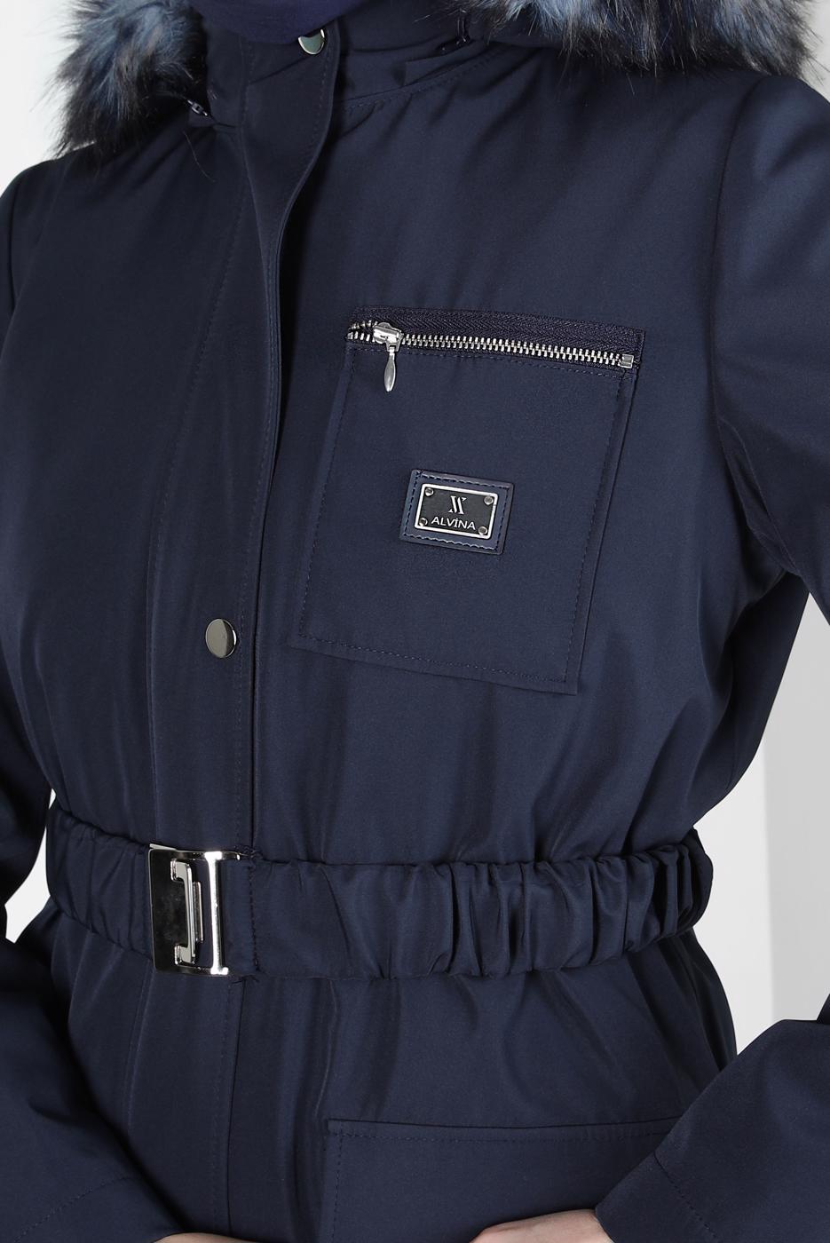 Tesettür giyim LACİVERT ALVİNA KAPÜŞONLU PARKA T 90370