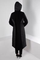Tesettür giyim SİYAH ALVİNA KAPÜŞONLU KABAN T 90371