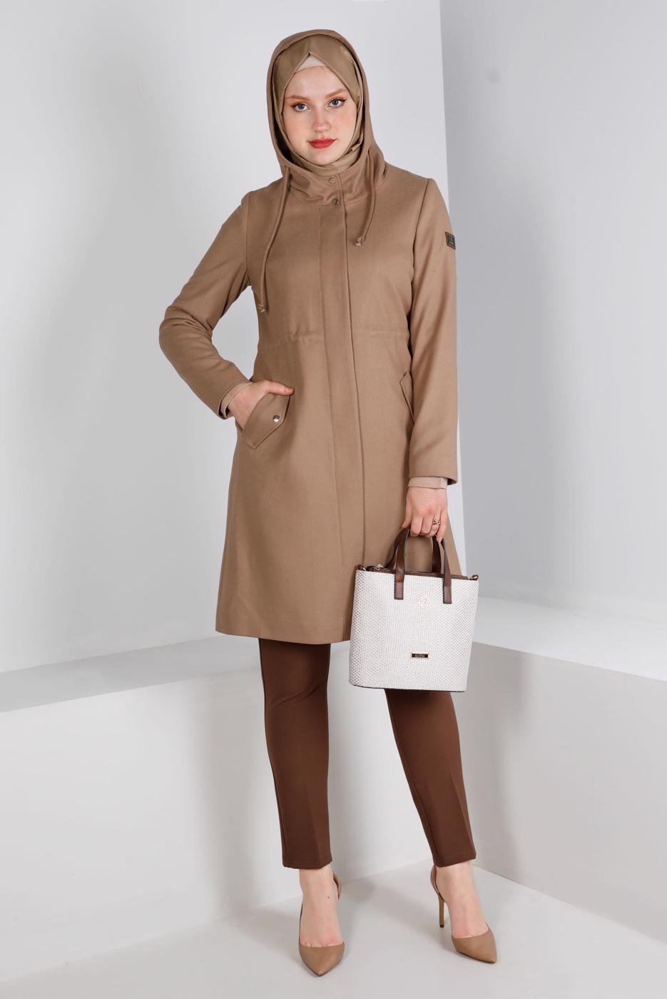 Vêtements hijab BRUN CABAN À CAPUCHE ALVINA T 90378