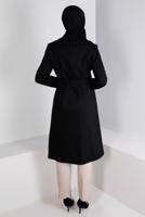 Tesettür giyim SİYAH ALVİNA KEMERLİ KABAN T 90382