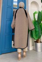 Tesettür giyim SİYAH DESENLİ DÜĞMELİ TRİKO HIRKA 9136