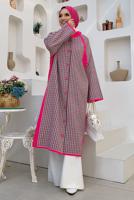 Hijab clothing FUCHSIA PATTERNED BUTTONED KNITWEAR CARDIGAN 9136