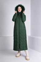 Tesettür giyim YEŞİL T 90316 ALVİNA NEW SAFİR CHANNEL MANTO 38/48