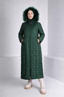 Tesettür giyim YEŞİL T 90316 ALVİNA NEW SAFİR CHANNEL MANTO 38/48