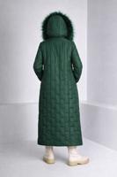 Tesettür giyim YEŞİL T 90316 ALVİNA NEW SAFİR CHANNEL MANTO 38/48