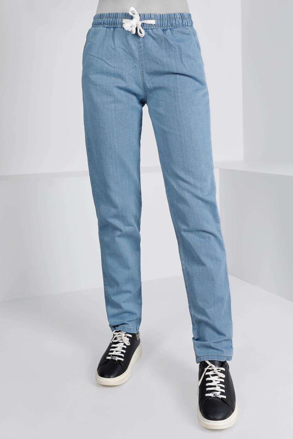 Tesettür giyim MAVİ BELİ LASTİKLİ DENİM PANTOLON 0315 