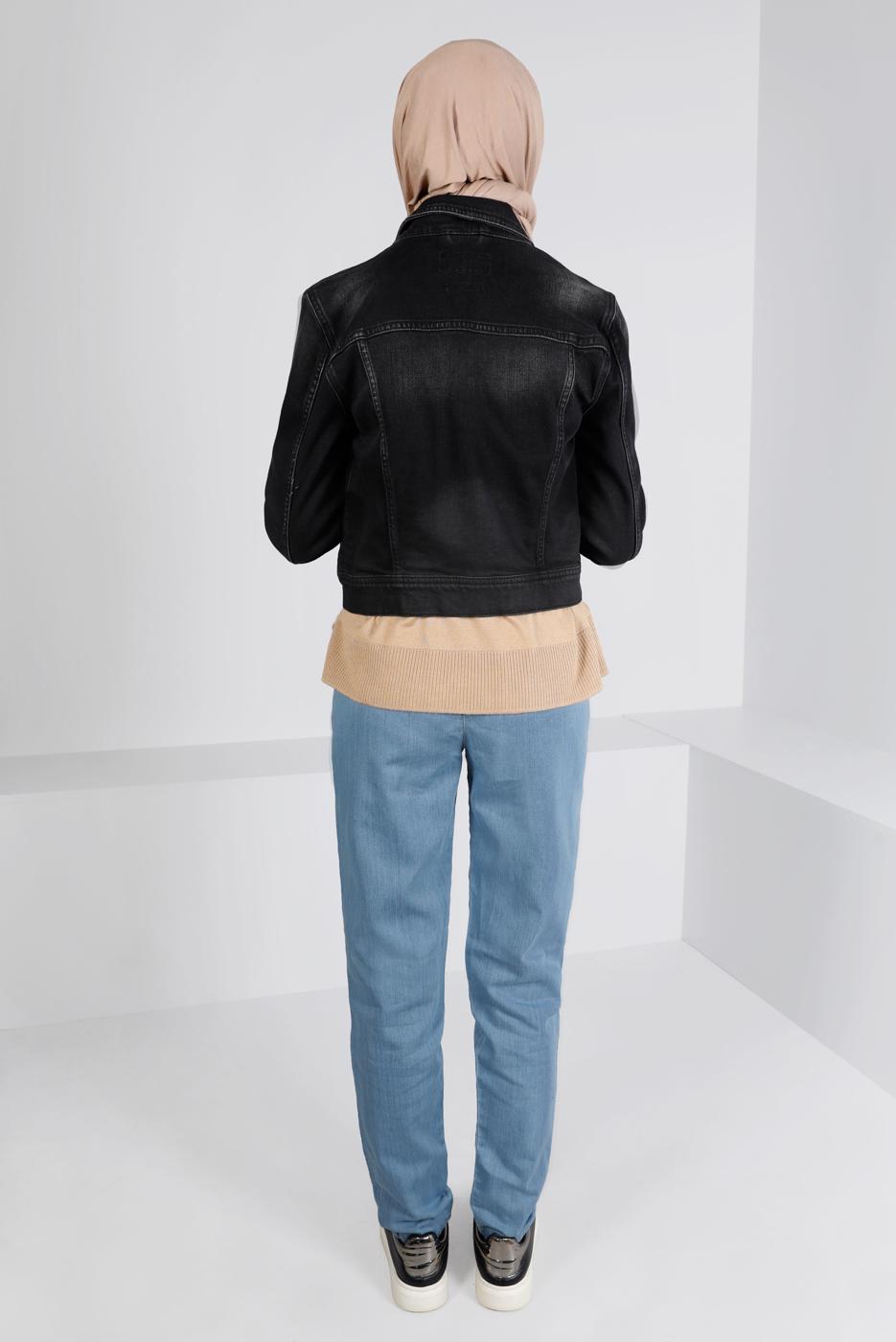 Tesettür giyim MAVİ BELİ LASTİKLİ DENİM PANTOLON 0315 