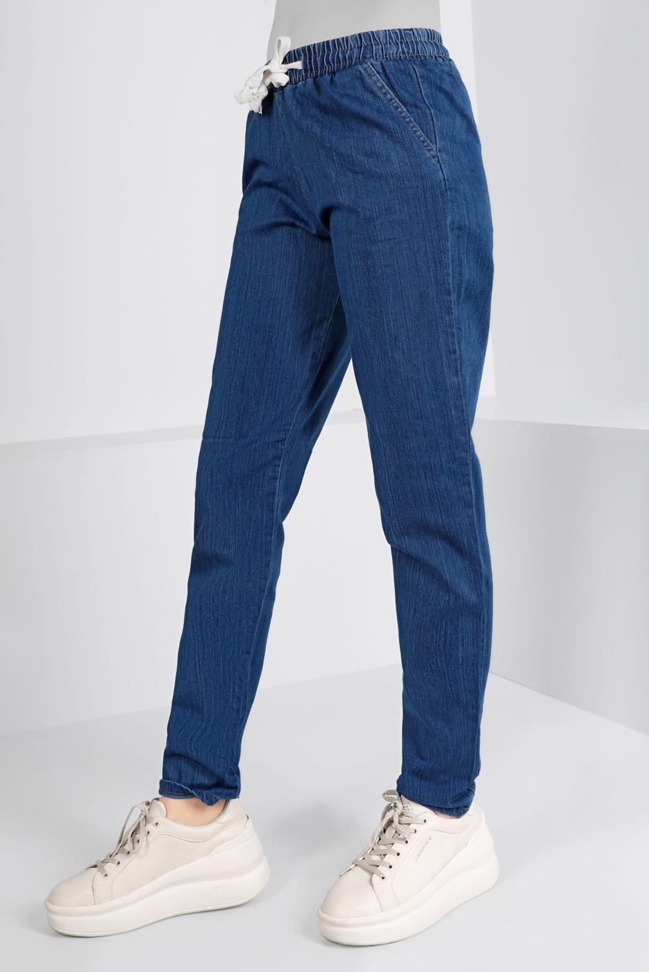 Tesettür giyim LACİVERT BELİ LASTİKLİ DENİM PANTOLON 0315 