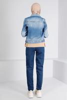 Tesettür giyim LACİVERT BELİ LASTİKLİ DENİM PANTOLON 0315 